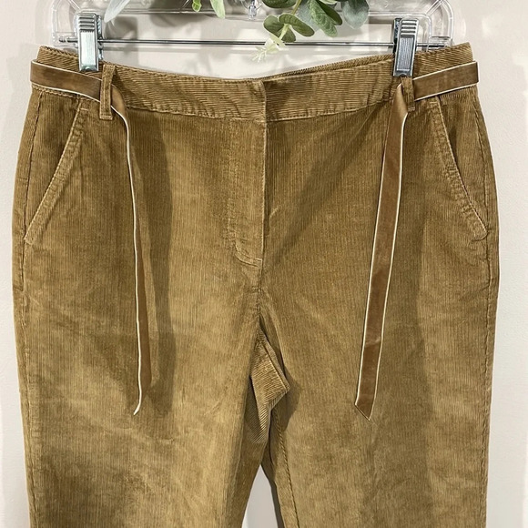 Talbots Petites Stretch Corduroy Cuffed Capri Brown Velvet Ribbon Belt 8 - Picture 2 of 16
